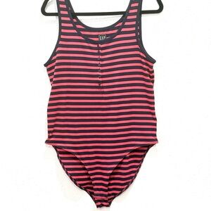 NEW‎ GAP Navy and Coral Striped bodysuit XLT